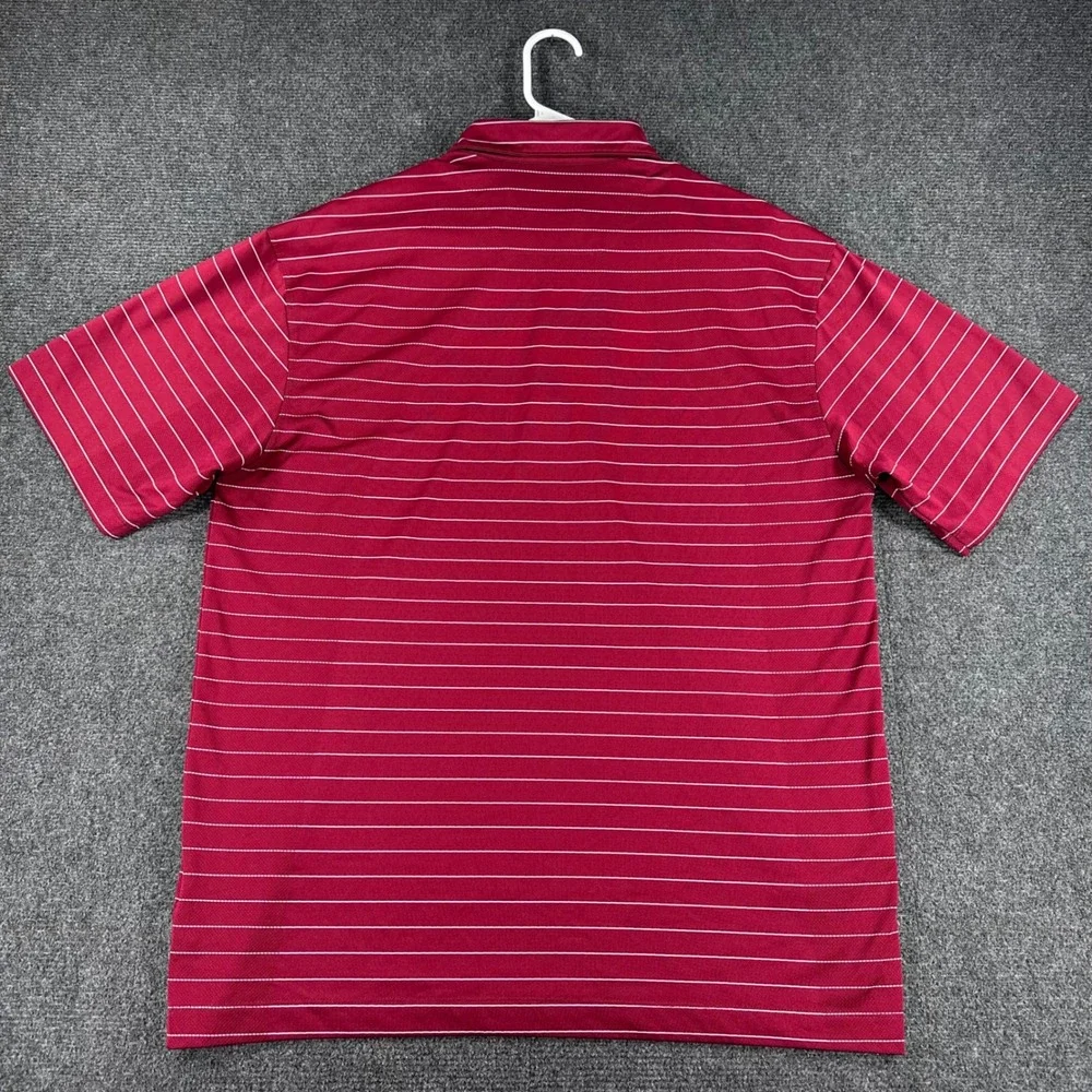 Nike Polo Shirt Mens L Large Red Striped Golf Short Sleeve Dri Fit 231584-642